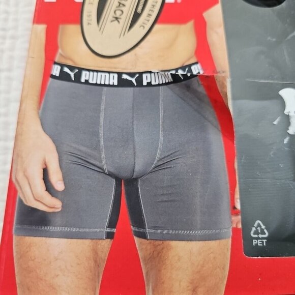 Puma 5 Pack Boxer Briefs Men's L (36-38) Grey Black Tag Free Fast Dry Stretch - Picture 2 of 11